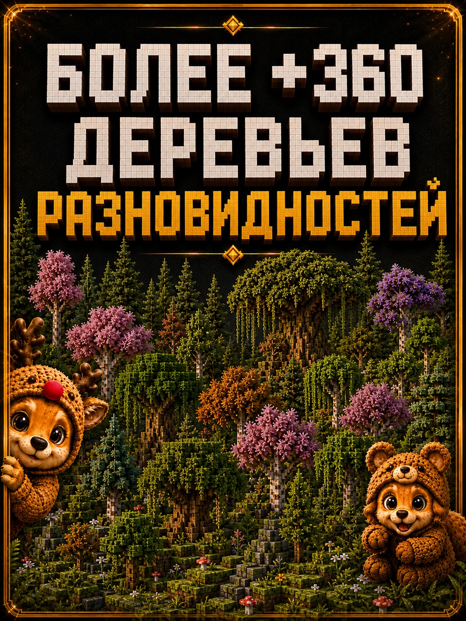 Карта 360+ деревьев для Minecraft Java Edition 1.21.4+ | Готовая библиотека