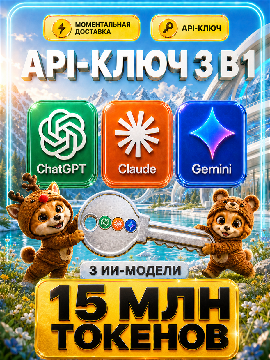ChatGPT 5.6 Sol / Codex 5.3 + Claude Opus 5 / Sonnet 5 + Gemini 3.1 PRO / 3.6 Flash API-ключ 15 МЛН токенов