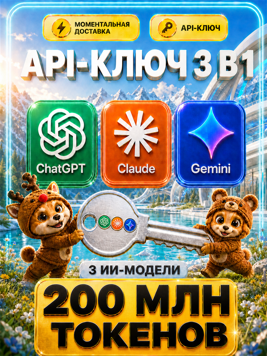 ChatGPT 5.6 Sol / Codex 5.3 + Claude Opus 5 / Sonnet 5 + Gemini 3.1 PRO / 3.6 Flash API-ключ 200 МЛН токенов