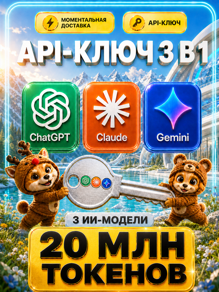 ChatGPT 5.6 Sol / Codex 5.3 + Claude Opus 5 / Sonnet 5 + Gemini 3.1 PRO / 3.6 Flash API-ключ 20 МЛН токенов