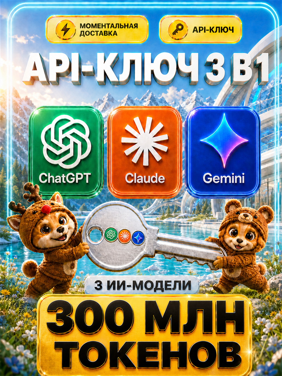 ChatGPT 5.6 Sol / Codex 5.3 + Claude Opus 5 / Sonnet 5 + Gemini 3.1 PRO / 3.6 Flash API-ключ 300 МЛН токенов