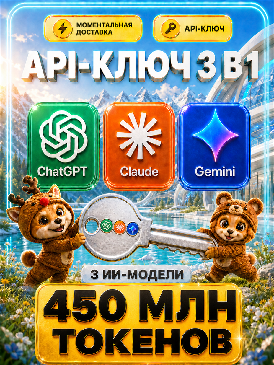 ChatGPT 5.6 Sol / Codex 5.3 + Claude Opus 5 / Sonnet 5 + Gemini 3.1 PRO / 3.6 Flash API-ключ 450 МЛН токенов