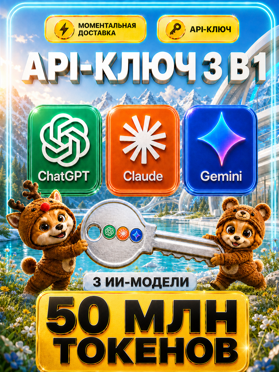 ChatGPT 5.6 Sol / Codex 5.3 + Claude Opus 5 / Sonnet 5 + Gemini 3.1 PRO / 3.6 Flash API-ключ 50 МЛН токенов