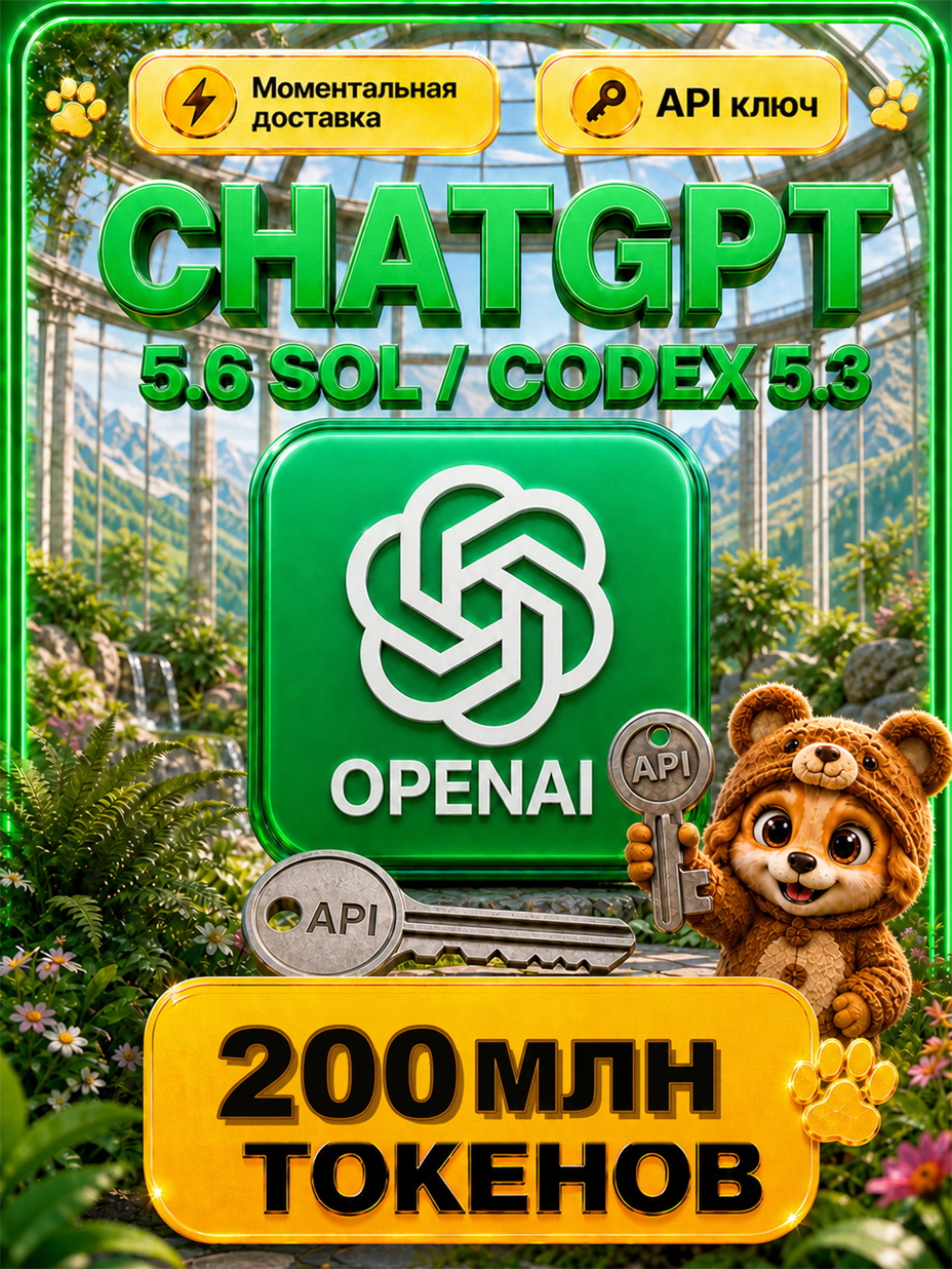 ChatGPT 5.6 Sol и Codex 5.3 API-ключ 200 МЛН токенов