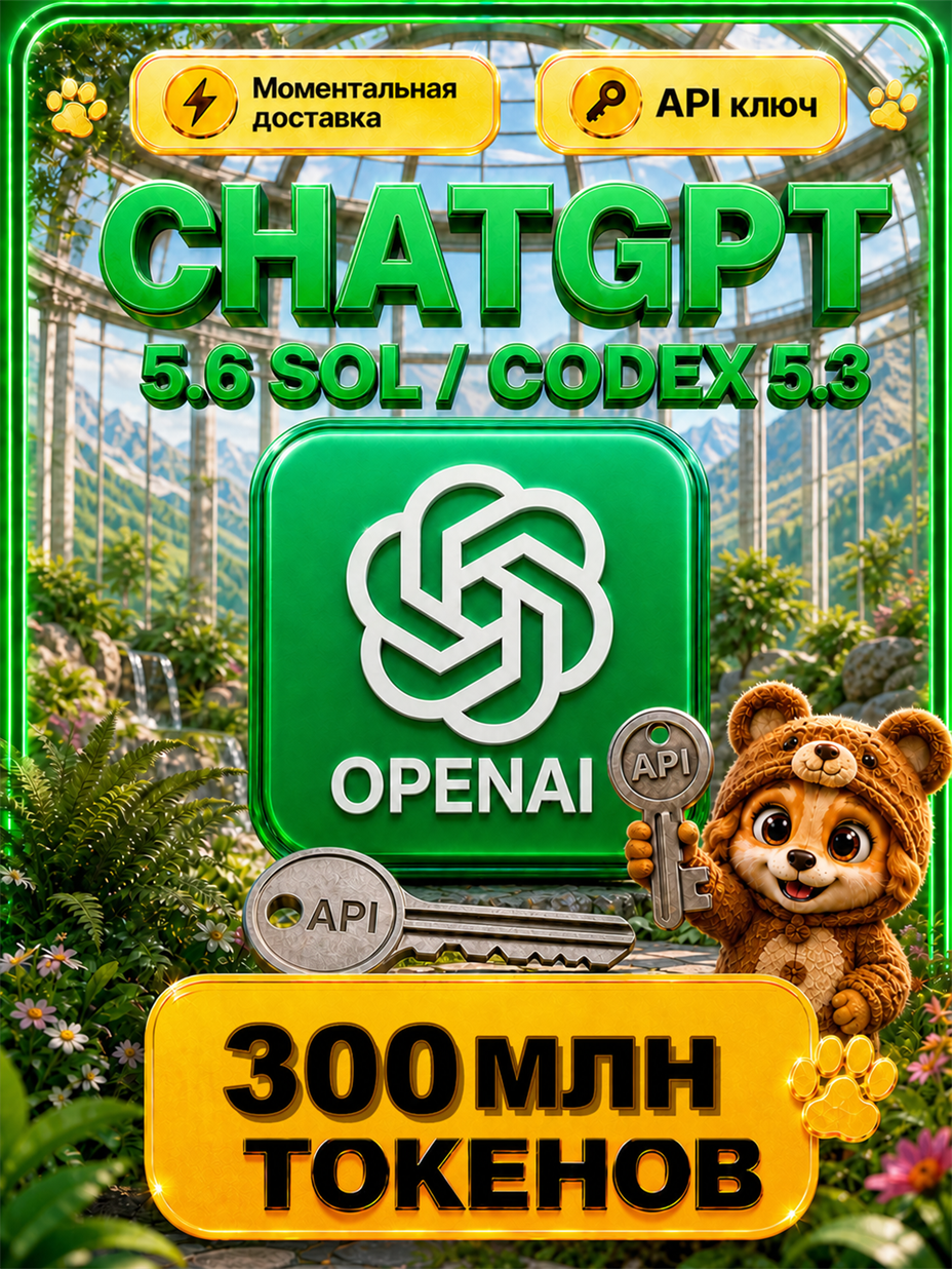 ChatGPT 5.6 Sol и Codex 5.3 API-ключ 300 МЛН токенов