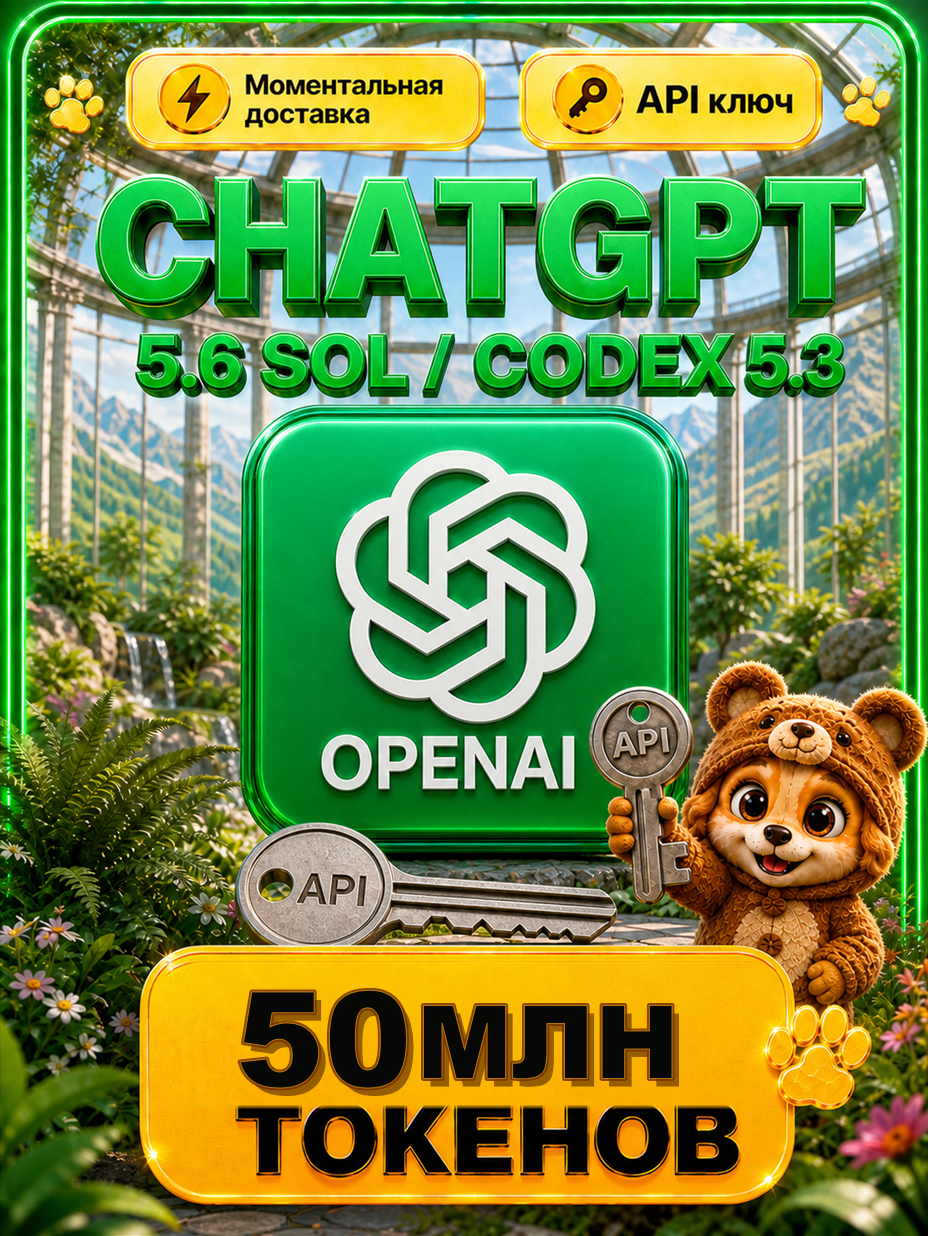 ChatGPT 5.6 Sol и Codex 5.3 API-ключ 50 МЛН токенов | Настоящий бессрочный