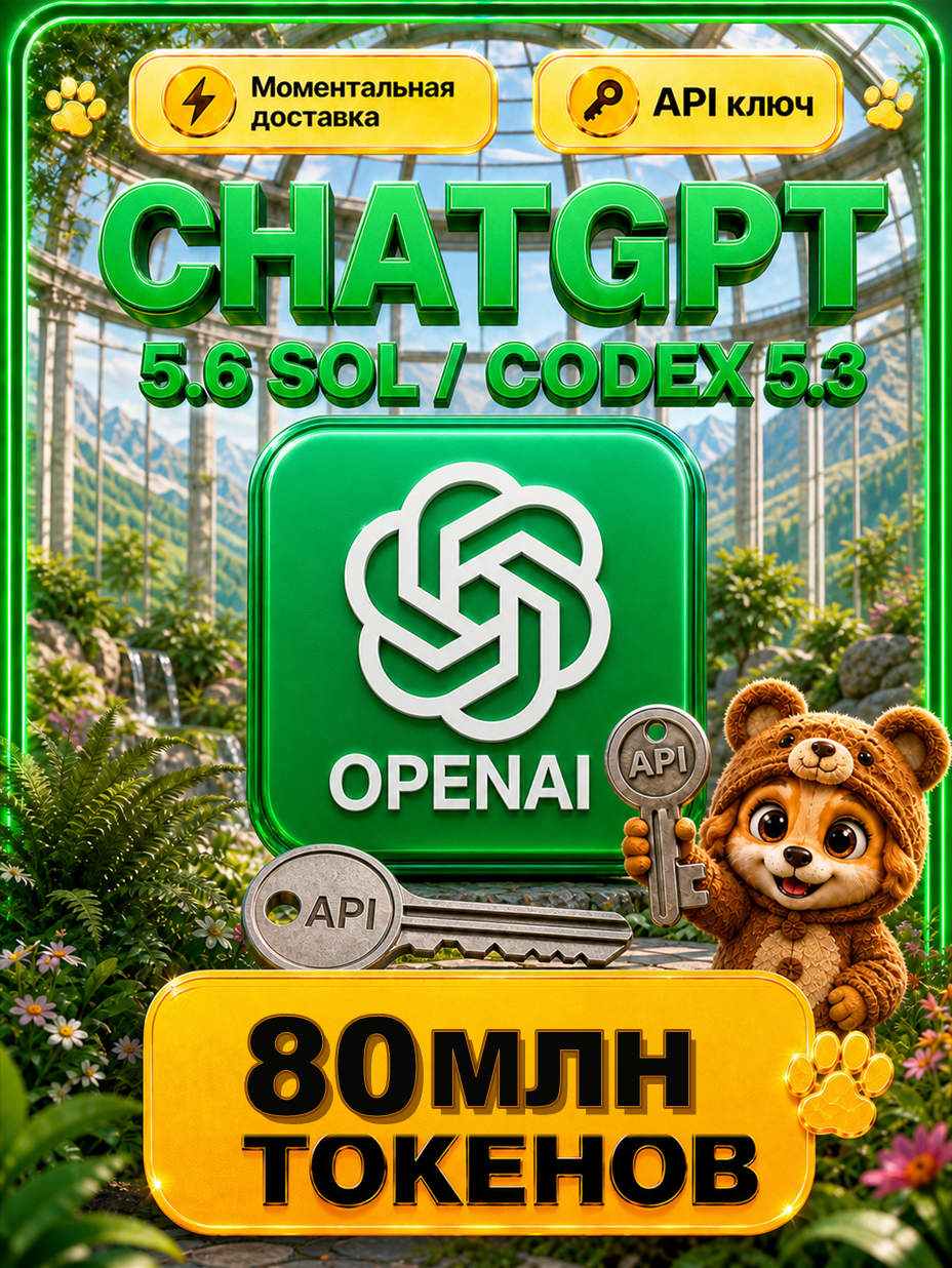 ChatGPT 5.6 Sol и Codex 5.3 API-ключ 80 МЛН токенов | Настоящий бессрочный