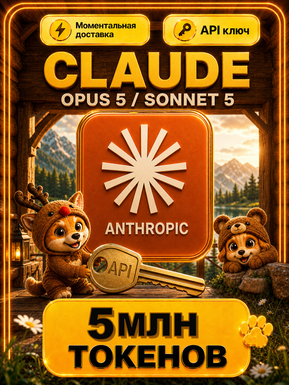 Claude AI  Opus 5 и Sonnet 5 API-ключ 5 МЛН токенов | Настоящие Claude Opus 5 и Sonnet 5