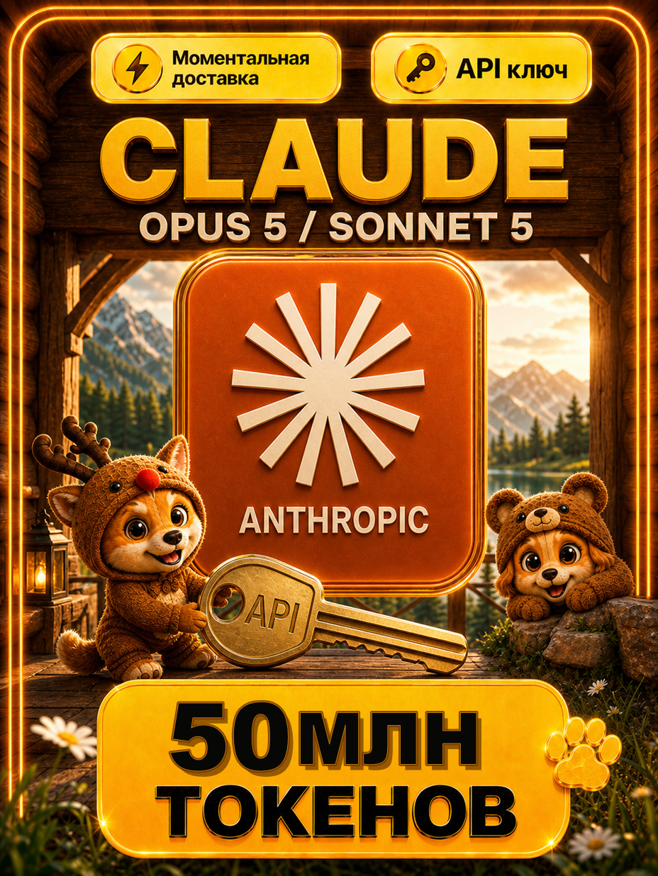 Claude AI  Opus 5 и Sonnet 5 API-ключ 50 МЛН токенов | Настоящие Claude Opus 5 и Sonnet 5