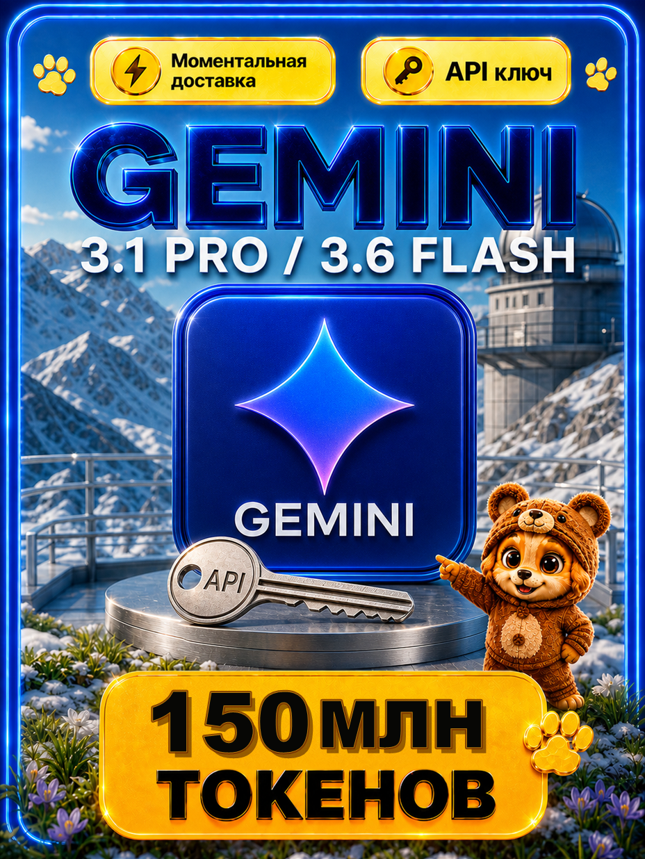 Gemini 3.1 PRO и Gemini 3.6 Flash API-ключ 150 МЛН токенов | Настоящий бессрочный